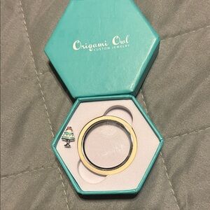 Origami Owl Gold and Silver /cream medium Locket with Cake Charm